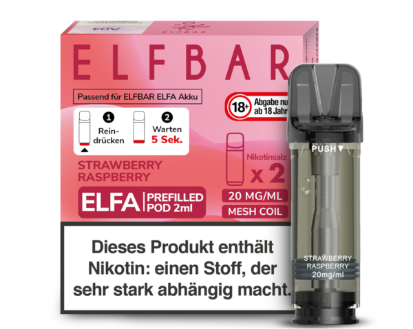 Strawberry Raspberry - ELF BAR ELFA PODS - 20MG 2ML 2ER PACK